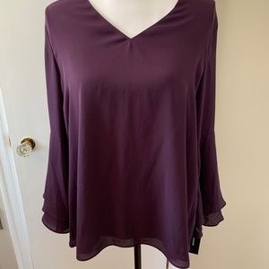 Alfani purple top with layered bell sleeves